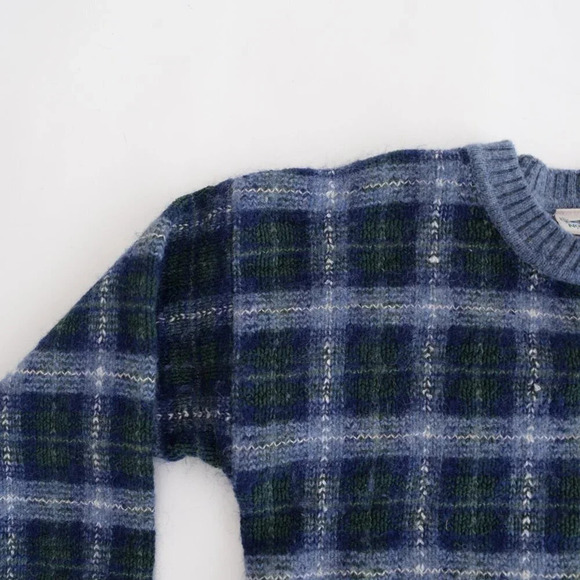 Vintage Northern Reflections Navy &  Blue Checker 48% Wool Crewneck Sweater XL - Picture 11 of 14